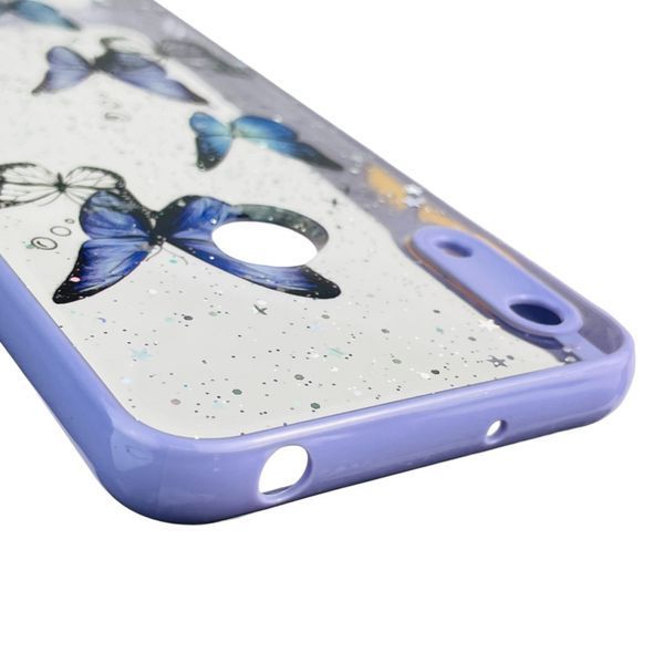 Чехол для Huawei Y6 2019 с блёстками с бабочками на хуавей у6 2019 сиреневый 0037535 фото