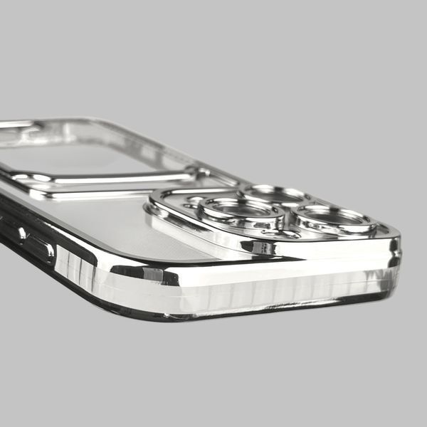 Чехол для Apple iPhone 16 Pro с серебряной окантовкой с карманом для карт на айфон 16 про серебряный 0013032 фото