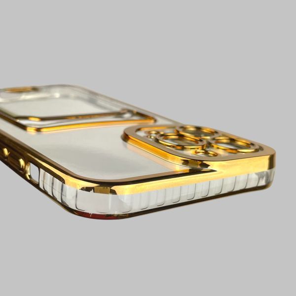 Чохол для Apple iPhone 13 Pro Max із золотою окантовкою з кишенькою для карток на айфон 13 про макс золотий 0013009 фото