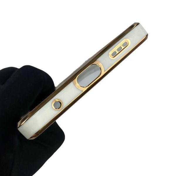 Чехол для Xiaomi Redmi Note 10 Pro 4G с кольцом MagSafe с золотой окантовкой на редми нот 10 про белый gs1 0022600 фото