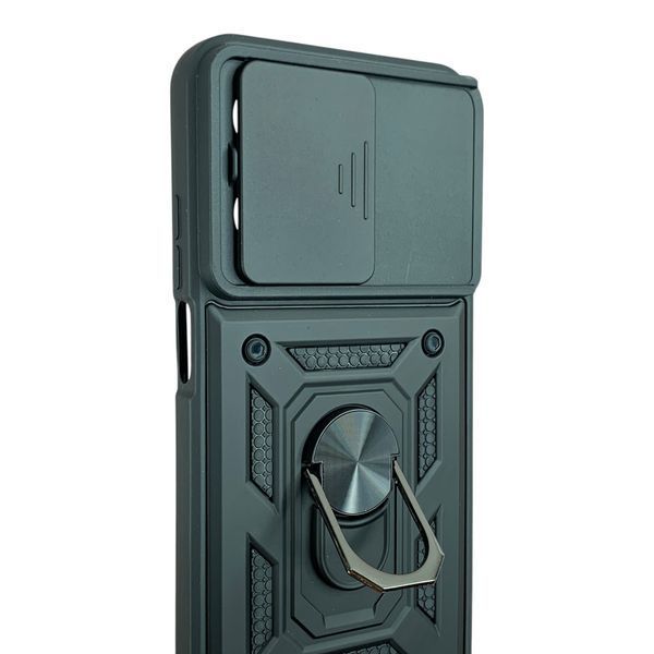 Чохол із шторкою камери для Motorola G67 / G77 чорний (кільце-підставка, броньований) 0059853 фото