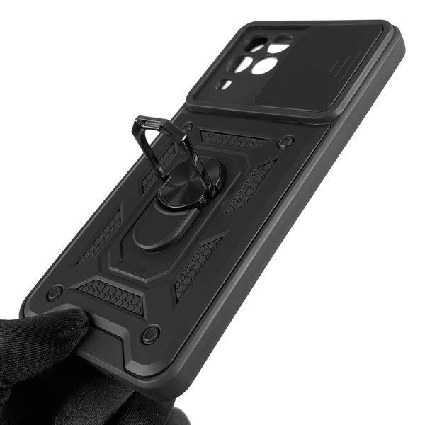 Чехол для Samsung Galaxy M53 5G (SM-M536B) бронированный с кольцом со шторкой на самсунг м53 чёрный 0007942 фото
