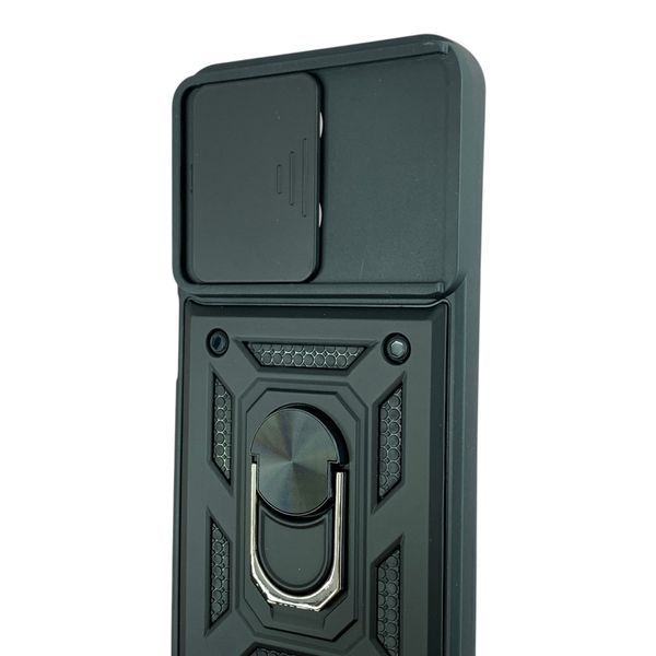 Чохол із шторкою камери для Motorola G67 / G77 чорний (кільце-підставка, броньований) 0059853 фото