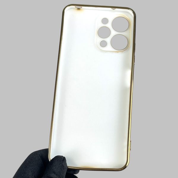Чохол для Xiaomi Redmi 12 глянсовий із золотою окантовкою із захистом камери на сяомі редмі 12 білий 0008268 фото