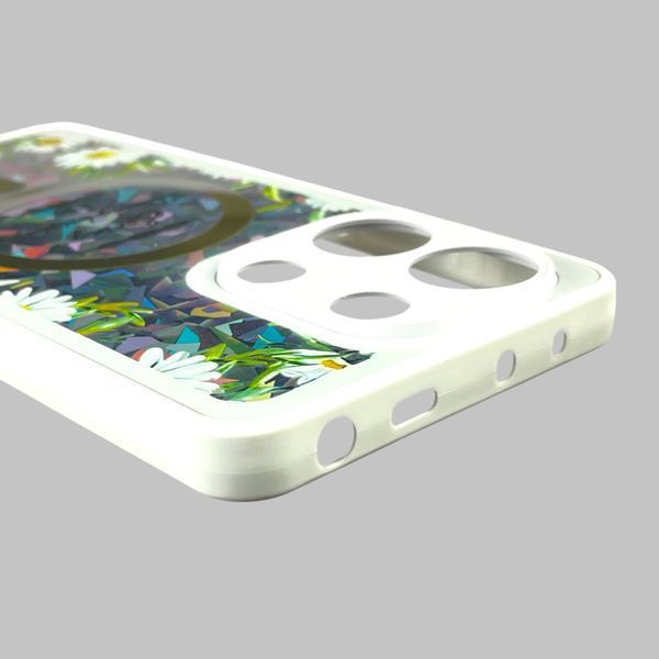 Чехол для Xiaomi Redmi Note 13 4G с 3д эффектом с магнитом магсейф блестящий на сяоми редми нот 13 4г белый 0012031 фото