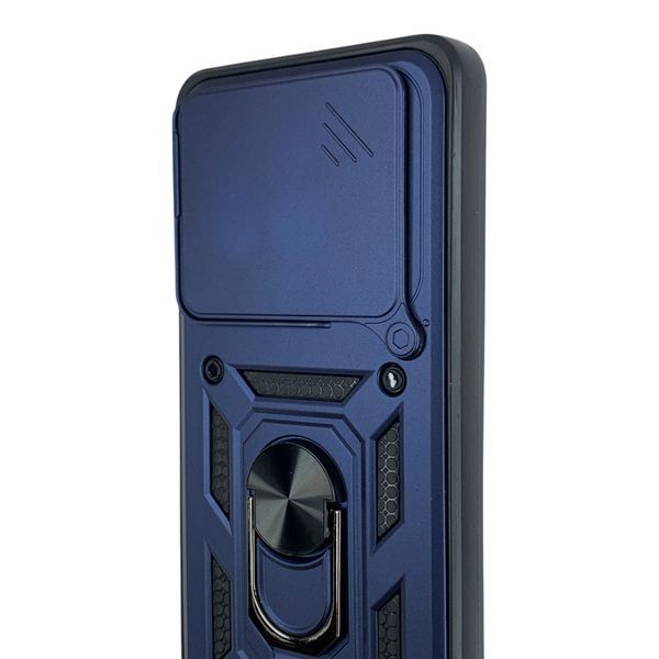 Чехол противоударный для Xiaomi Poco F6 Pro с магнитной пластиной со шторкой на камере синий 0050816 фото