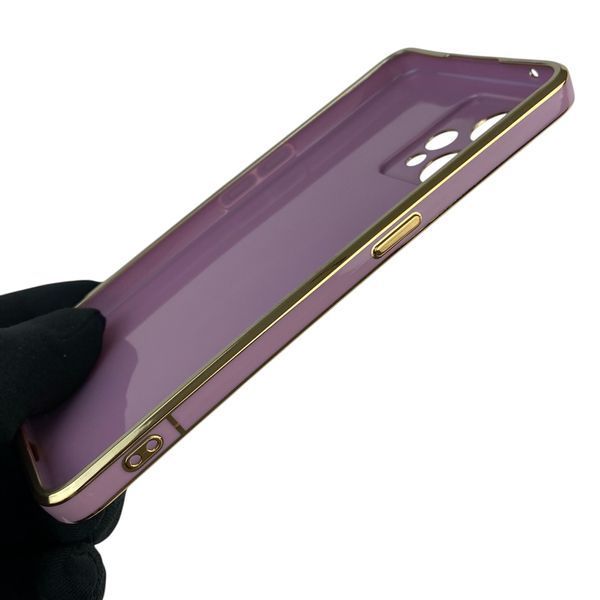 Чехол для Realme 9 Pro Plus с защитой камеры с золотой окантовкой на реалми 9 про + черничный gs1 0020157 фото