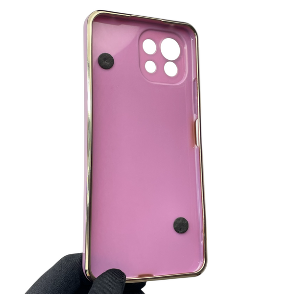 Чохол для телефона Xiaomi Mi 11 Lite жіночій із ремінцем з прикрасами та золотою окантовкою на сяомі мі 11 лайт чорничний gs1 0016242 фото