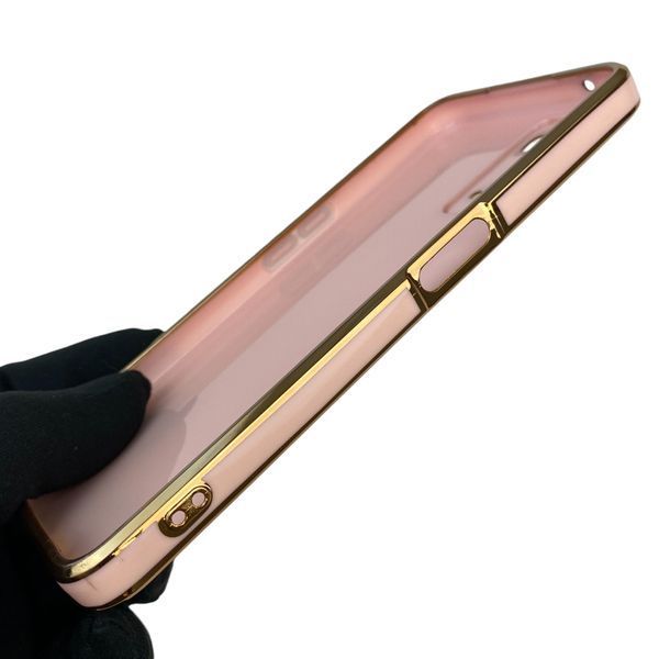 Чохол для OPPO A76 глянцевий із захистом камери із золотою окантовкою на оппо а76 пудровий gs1 0019591 фото