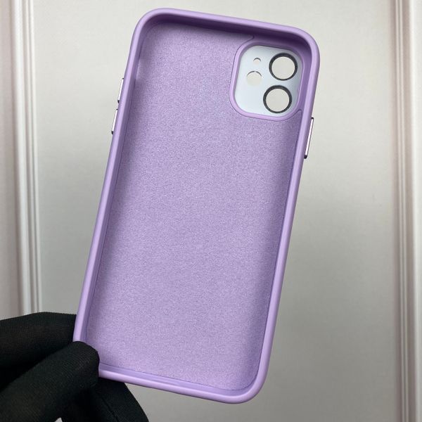 Чехол для Apple iPhone 11 TPU с закалённым стеклом с микрофиброй с защитой камеры на айфон 11 сиреневый 0000247 фото