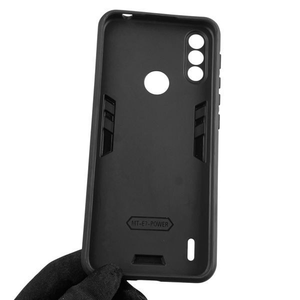 Чехол для телефона Motorola Moto E7i Power бронированный с кольцом-держателем на моторола е7и павер чёрный 0025638 фото