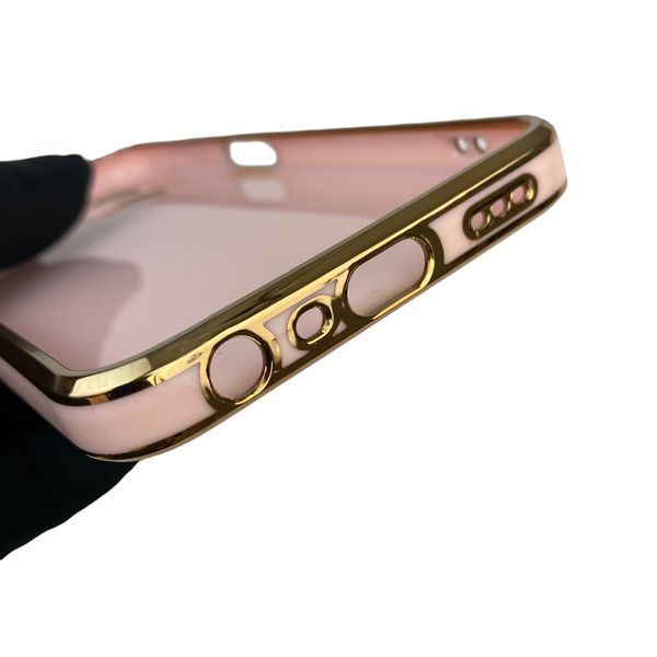 Чохол для OPPO A76 глянцевий із захистом камери із золотою окантовкою на оппо а76 пудровий gs1 0019591 фото