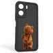 Чехол силиконовый оригинальный Soft Touch с 3D принтом смешного теда мишки для Xiaomi Poco C65 черный (Полная защита камеры) 0048887 фото 1
