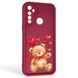 Чохол силіконовий Soft Touch з 3D принтом милий ведмедик для Realme C3 бордовий (Повний захист камери) 0044915 фото 1