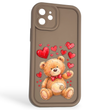 Чохол силіконовий оригінальний Soft Touch з 3D принтом милий ведмедик для Apple iPhone 12 коричневий (Повний захист камери)