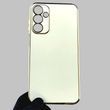 Чехол для Samsung Galaxy A15 (SM-A155M) женский с золотой окантовкой с защитой камеры на самсунг а15 белый