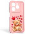 Чехол силиконовый оригинальный Soft Touch с 3D принтом милый мишка для Infinix Smart 8 розовый (Полная защита камеры) 0043573 фото