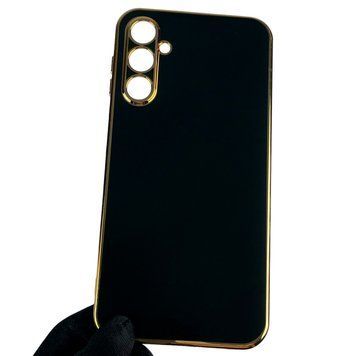 Чохол для Samsung Galaxy A24 (SM-A245F) із золотим кантом із захистом камери на самсунг, а24 чорний 0008278 фото