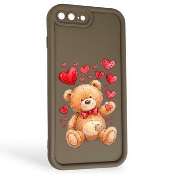 Чохол силіконовий Soft Touch з 3D принтом милий ведмедик для Apple iPhone 7 Plus коричневий (Повний захист камери) 0044966 фото