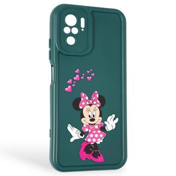 Чехол силиконовый оригинальный Soft Touch с 3D принтом волшебной минни маус для Xiaomi Redmi Note 10 темно-зеленый (Полная защита камеры) 0050074 фото