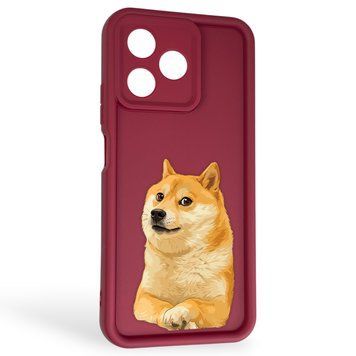 Чехол силиконовый Soft Touch с 3D принтом мема сибу для Realme Note 50 бордовый (Полная защита камеры) 0048225 фото
