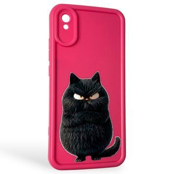 Чохол силіконовий оригінальний Soft Touch з 3D принтом злого кота для Xiaomi Redmi 9A малиновий (Повний захист камери) 0046716 фото