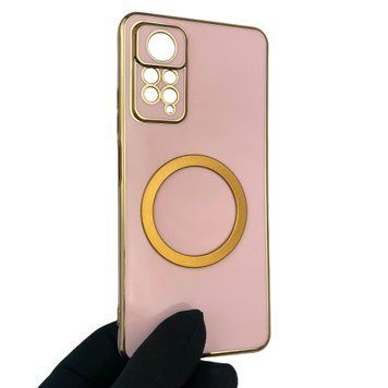 Чехол для Xiaomi Redmi Note 12 Pro 4G с кольцом MagSafe с золотой окантовкой сяоми редми нот 12 про пудровый gs1 0022987 фото