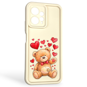 Чохол силіконовий оригінальний Soft Touch з 3D принтом милий ведмедик для Xiaomi Redmi Note 12 4G молочний (Повний захист камери) 0043819 фото