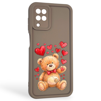 Чехол силиконовый оригинальный Soft Touch с 3D принтом милый мишка для Samsung Galaxy M12 (SM-M127F) коричневый (Полная защита камеры) 0043361 фото