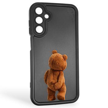 Чехол силиконовый оригинальный Soft Touch с 3D принтом смешного теда мишки для Samsung Galaxy A15 (SM-A155M) черный (Полная защита камеры) 0048587 фото