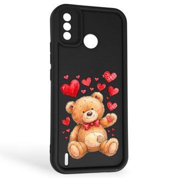 Чохол силіконовий Soft Touch з 3D принтом милий ведмедик для Tecno Spark 6 Go (KE5) чорний (Повний захист камери) 0045021 фото