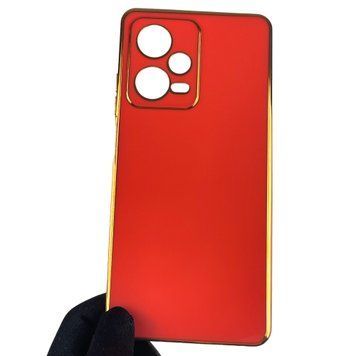 Чехол для Xiaomi Redmi Note 12 Pro 5G с золотой окантовкой защитой камеры на сяоми редми нот 12 про 5г красный 0000048 фото