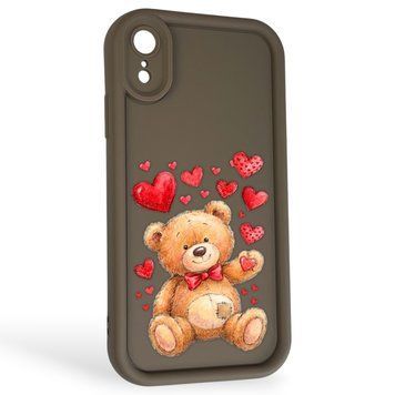 Чохол силіконовий оригінальний Soft Touch з 3D принтом милий ведмедик для Apple iPhone Xr коричневий (Повний захист камери) 0043212 фото