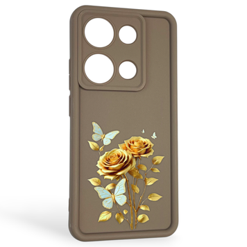Чохол силіконовий Soft Touch з 3D принтом жіночим для Xiaomi Redmi Note 14S коричневий (Повний захист камери) 0043137 фото