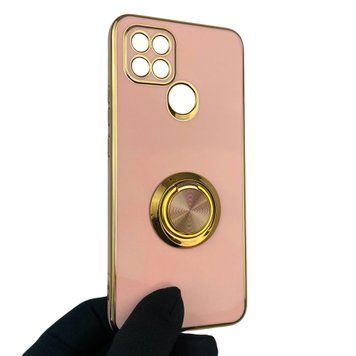 Чехол для OPPO A15 с кольцом-подставкой с золотой окантовкой на оппо а15 пудровый gs1 0020423 фото