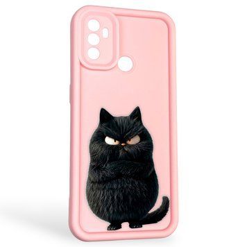 Чехол силиконовый оригинальный Soft Touch с 3D принтом злой котик для Oppo A33 розовый (Полная защита камеры) 0046264 фото