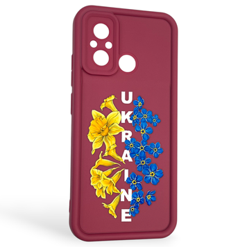 Чехол силиконовый Soft Touch с 3D принтом для Xiaomi Poco C55 бордовый (Полная защита камеры) 0042167 фото