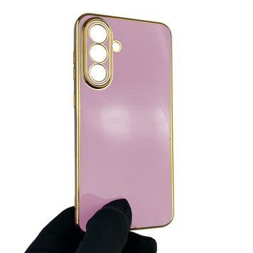 Чохол для Samsung Galaxy A36 5G (SM-A366U) глянцевий із захистом камери із золотою окантовкою на самсунг а36 5г чорничний gs1 0019759 фото