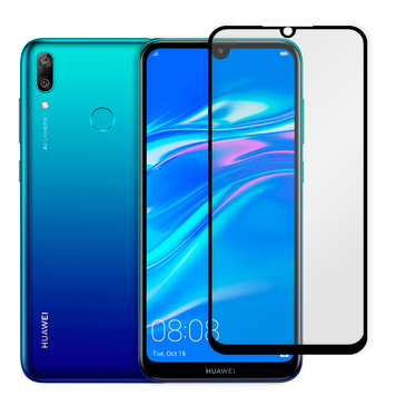 Захисне скло для телефона Huawei Y7 2019 протиударне повноекранне на хуавей у7 2019 чорне 0038183 фото