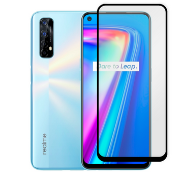 Захисне скло для телефона Realme 7 протиударне повноекранне на реалмі 7 чорне 0038629 фото