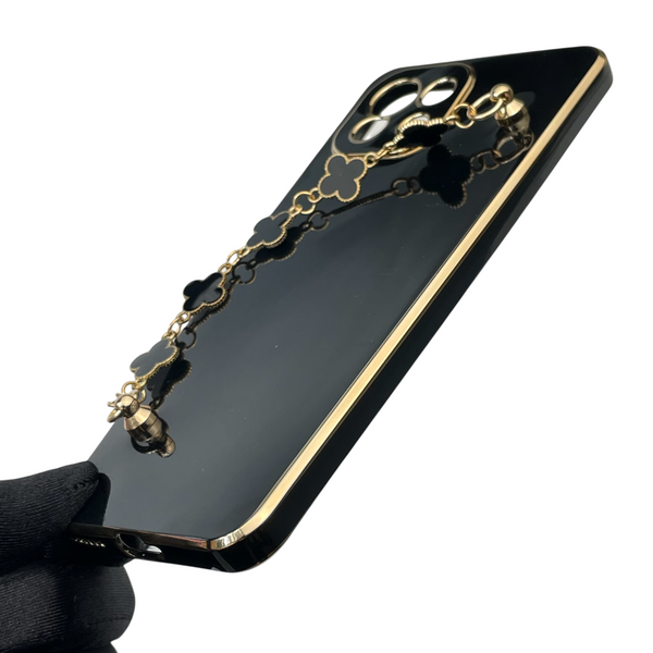 Чехол для телефона Xiaomi Mi 11 Lite женский с ремешком и украшениями и золотой окантовкой на сяоми ми 11 лайт черный gs1 0016243 фото