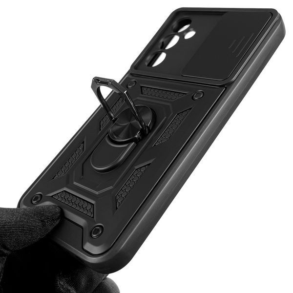 Чохол Samsung Galaxy M34 5G (SM-M346) броньований з кільцем зі шторкою на самсунг м34 чорний 0007933 фото