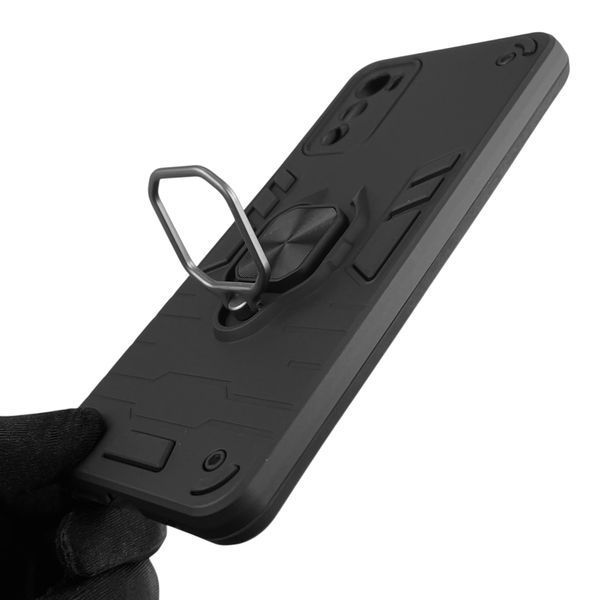 Чохол для телефона Motorola G42 броньований з магнітним кільцем-тримачем на моторола г42 чорний 0025649 фото