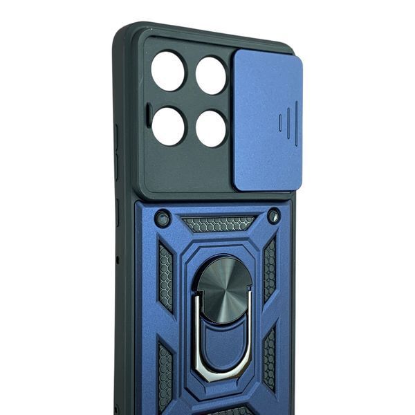 Чехол со шторкой камеры для Motorola G86 Power 5G синий (противоударный, кольцо в авто) 0059856 фото