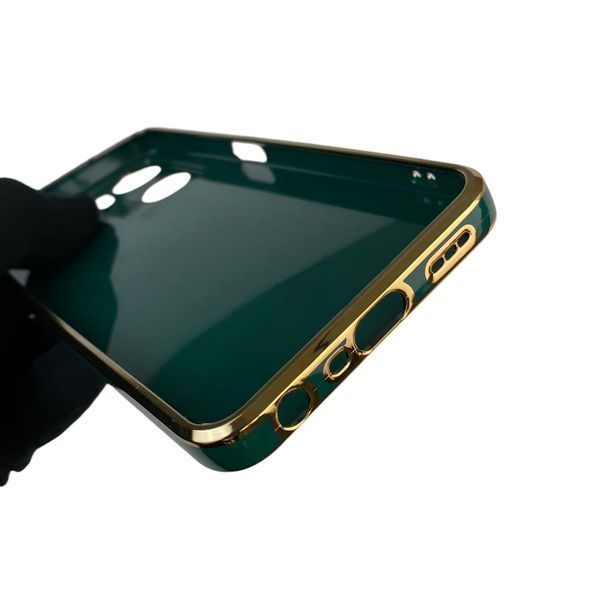Чохол для OPPO A57s (4G) з кільцем-підставкою із золотою окантовкою на оппо а57с темно-зелений gs1 0020456 фото