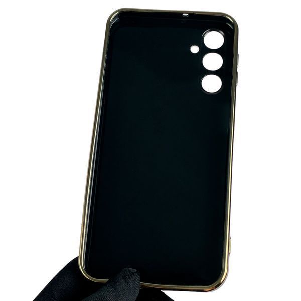 Чехол для Samsung Galaxy A24 (SM-A245F) с золотой окантовкой с защитой камеры на самсунг а24 чёрный 0008278 фото