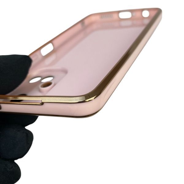 Чохол для Tecno Camon 19 Pro (CI8n) з кільцем-підставкою із золотою окантовкою на техно камон 19 про пудровий gs1 0021106 фото