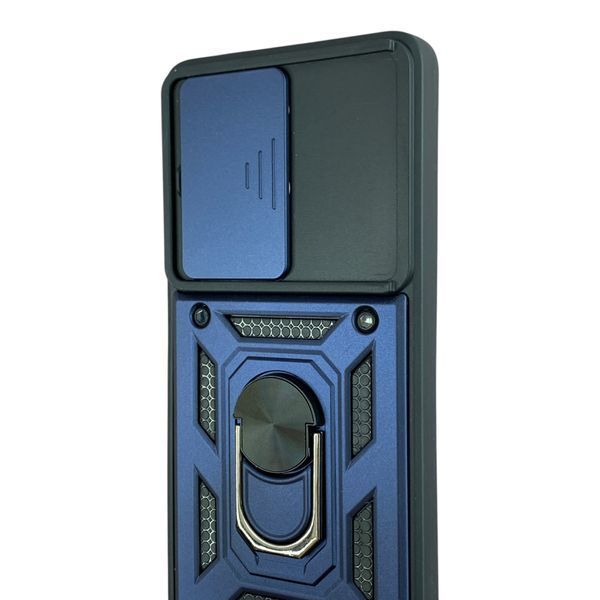 Чехол со шторкой камеры для Motorola G86 Power 5G синий (противоударный, кольцо в авто) 0059856 фото