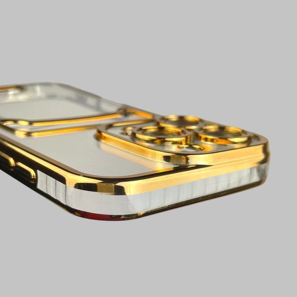 Чехол для Apple iPhone 16 Pro с золотой окантовкой с карманом для карт на айфон 16 про золотой 0013033 фото
