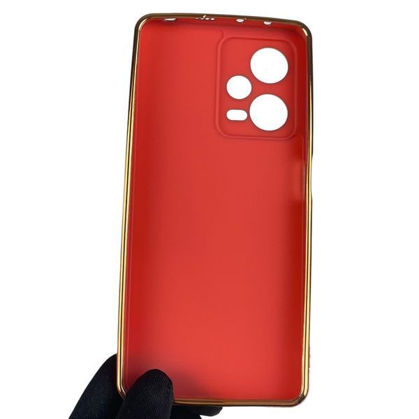 Чехол для Xiaomi Redmi Note 12 Pro 5G с золотой окантовкой защитой камеры на сяоми редми нот 12 про 5г красный 0000048 фото